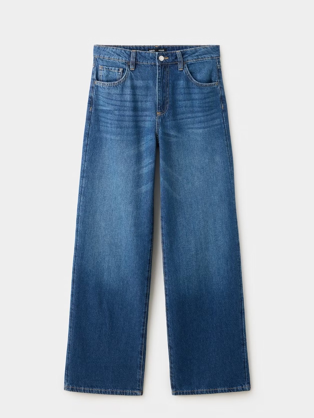 Mango Wide-Leg Mid-Blue Denim Jeans